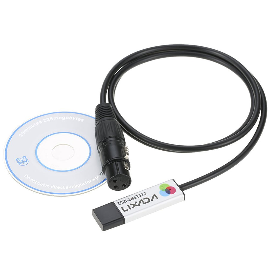 Lixada USB to DMX Interface Adapter Controller DMX512 f