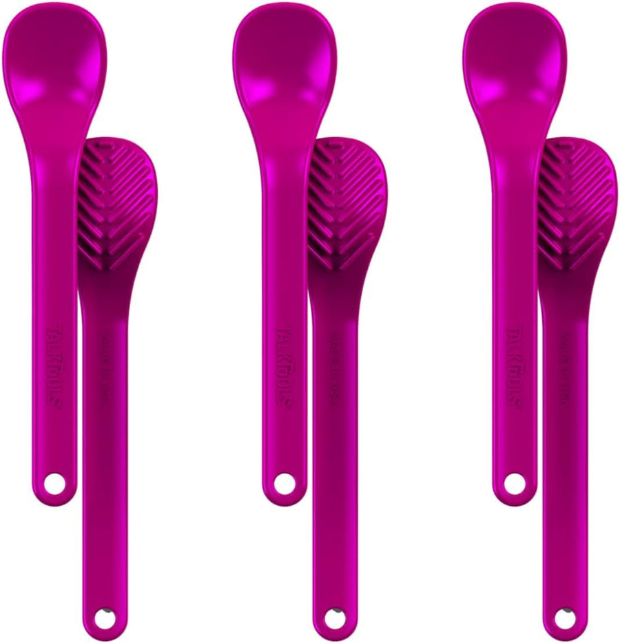 Textured Magenta Spoons | Provides oral awareness during feeding | Encourages lip closure | Normalize acceptance of foods with a variety of textures - 6 Pack
