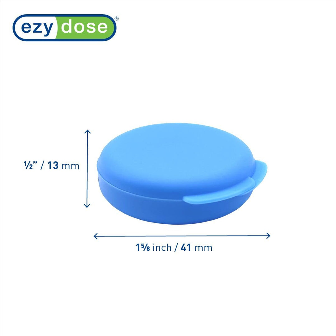EZY DOSE Daily Round, Portable On-The-Go Pocket Pharmacy, Pill Box, Organizer and Vitamin Containers, Snap Shut Lids, Perfect for Traveling, Blue and Green, 2 Pack, BPA Free