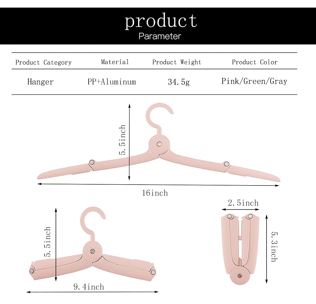Travel Hangers Foldable - Portable Hangers, Multi-Functional &amp; Mini Hanger for Women Travel - 2 Pack of Drying Cloth Hangers (Pink)