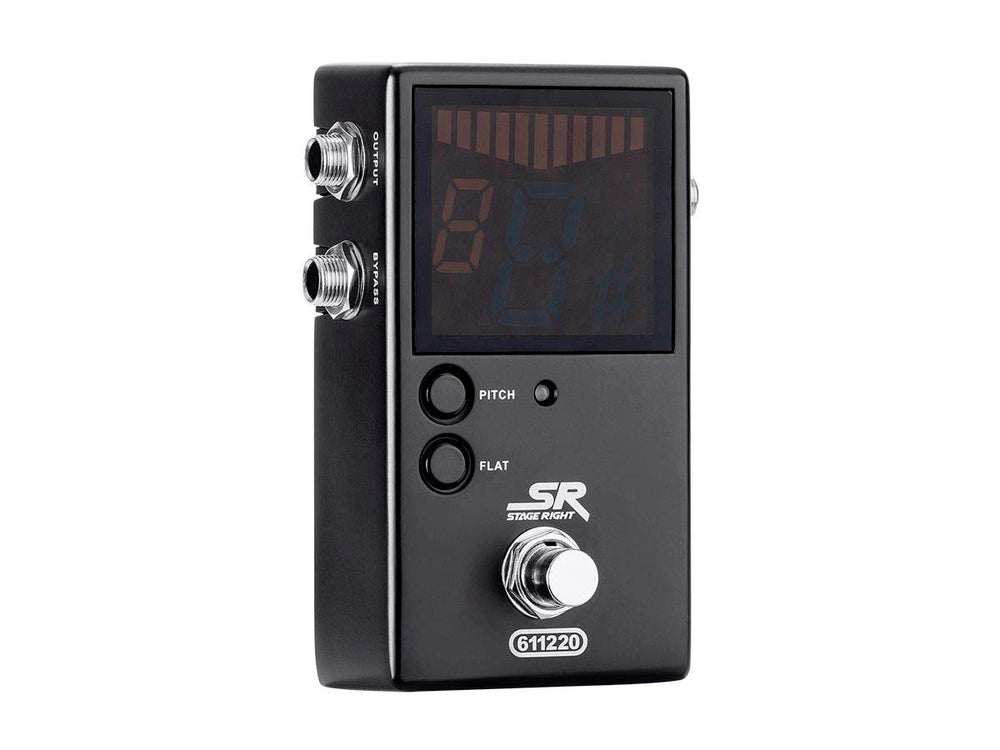 Chromatic Pedal Tuner - Black, Normal & True-Bypass Outputs, Easy to Tune Your Bass & Guitars - Stage Right Series