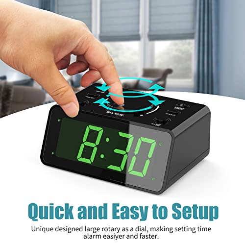 Digital Clock, Dual Alarm, Personalized 15S Recording, 12/24Hr, 3-Level Led Brightness, Battery Operated, Snooze, Alarm Clock for Heavy Sleepers Adults, Clock for Bedroom Kitchen Office