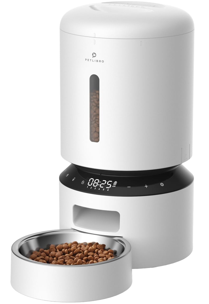 Automatic Cat Feeder, Automatic Dog Feeder with Freshness Preservation, 5L Timed Cat Feeders for Dry Food, Up to 6 Meals Per Day, Granary Pet Feeder for Cats/Dogs