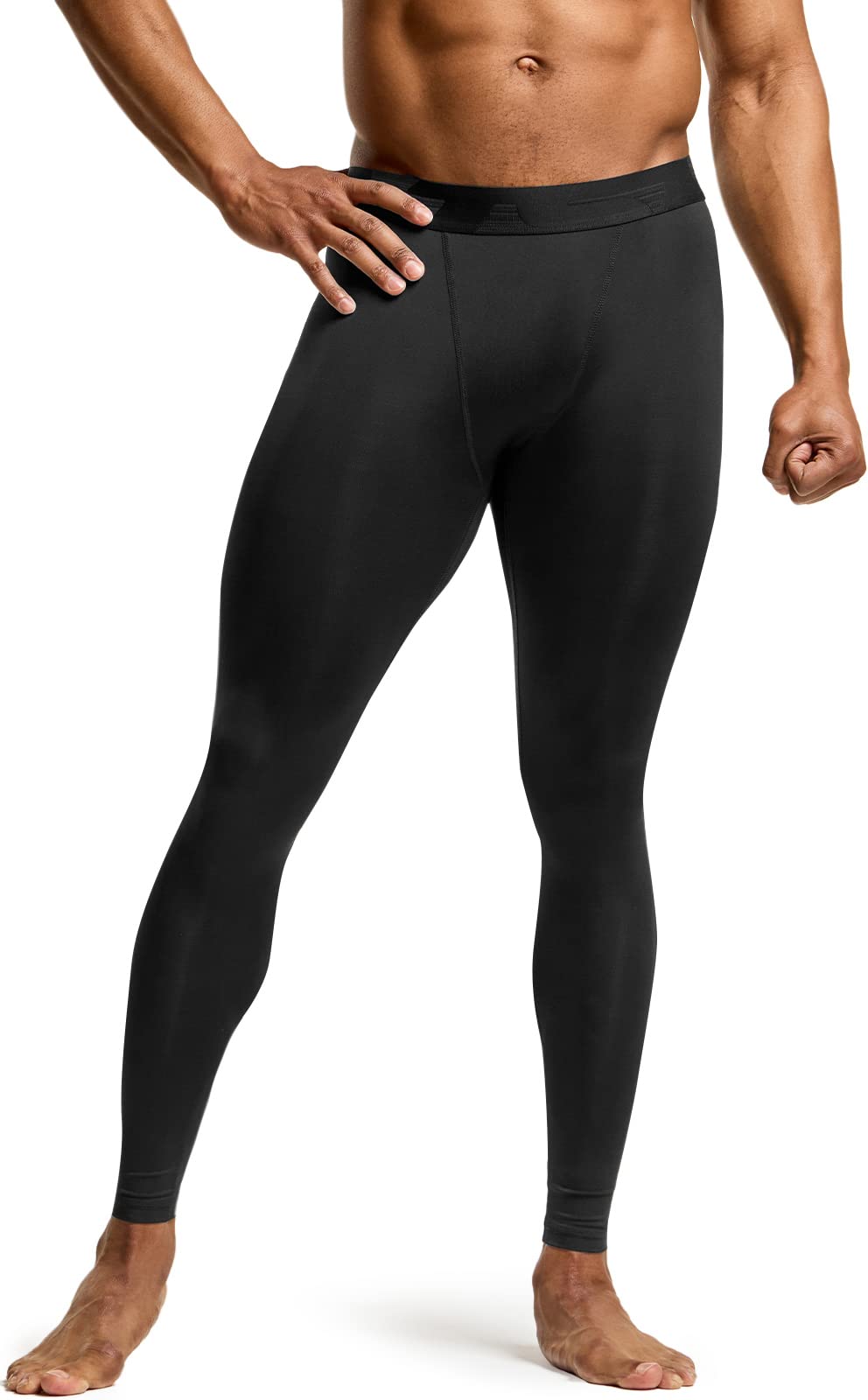 Men's Compression Pants, Cool Dry Athletic Workout Running Tights Leggings with Pocket/Non-Pocket, Hyper Control Pants Black, Medium