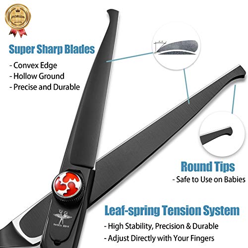 6 Inch Hair Cutting Shears Kids Safety Rounded Tips Hair Scissors Professional Hairdressing Haircut Salon, Barbers, Children, Baby and Personal Home Usage, Japanese Stainless Steel Black