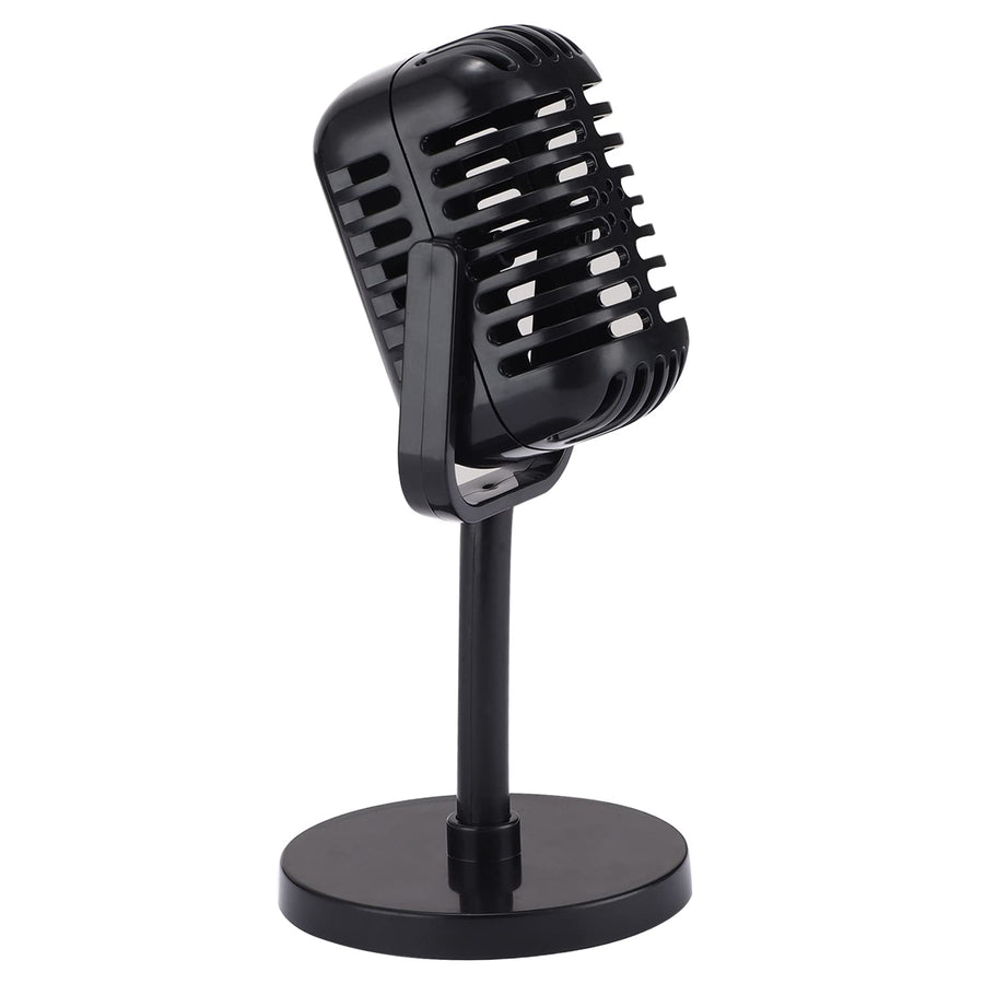 Vintage Microphone Prop, Plastic Fake Microphone, Retro Microphones Fake Prop for Costume & Role Play, Antique Microphone Stage Table Decor Party Favors - Black