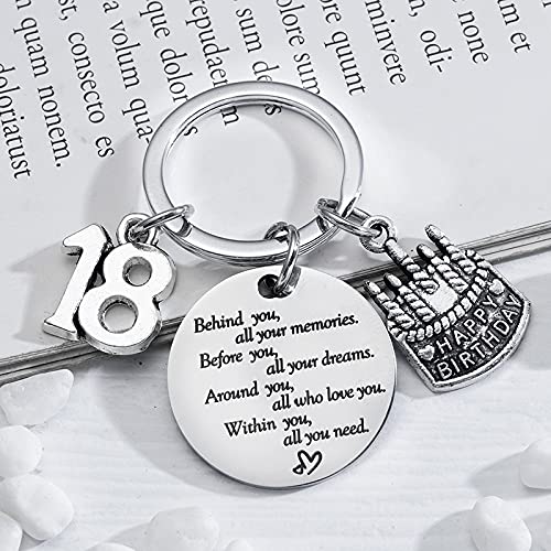 18th Birthday Gifts for Girls Boy Behind You All Your Memories Keychain Gift for 18 Year Old Daughter Son Birthday Gifts for Her Him Girl Boys Keyrings