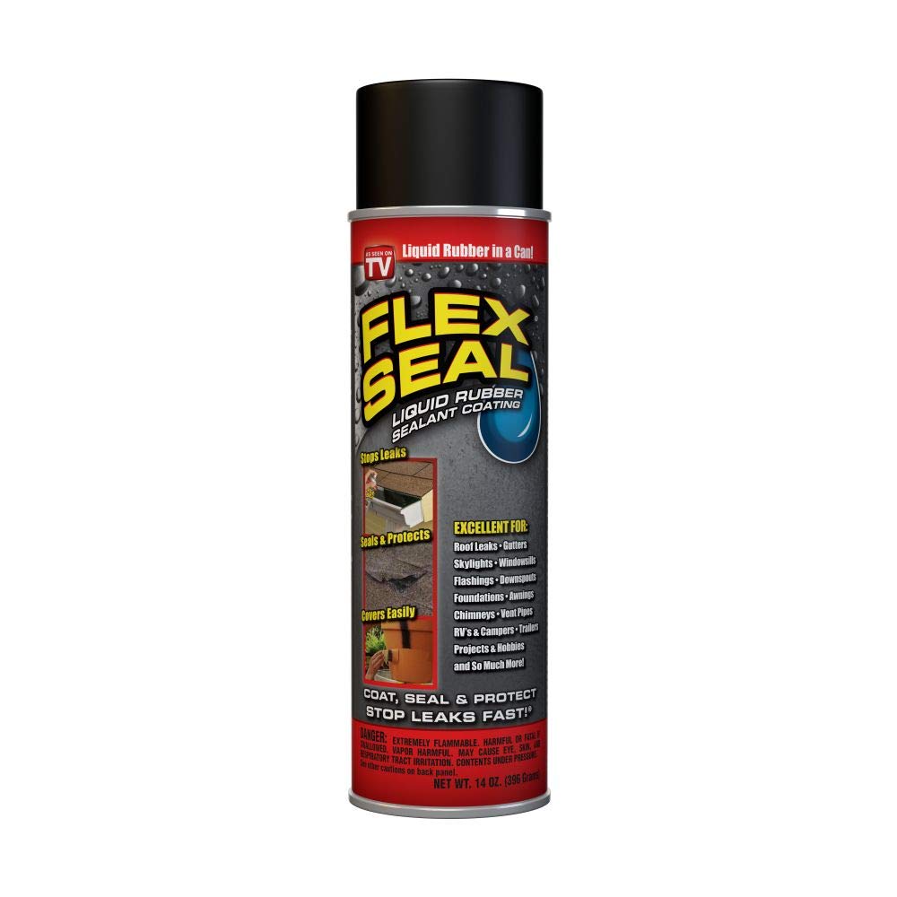 , 14 oz, Black, Stop Leaks Instantly, Waterproof Rubber Spray On Sealant Coating, Perfect for Gutters, Wood, RV, Campers, Roof Repair, Skylights, Windows, and More