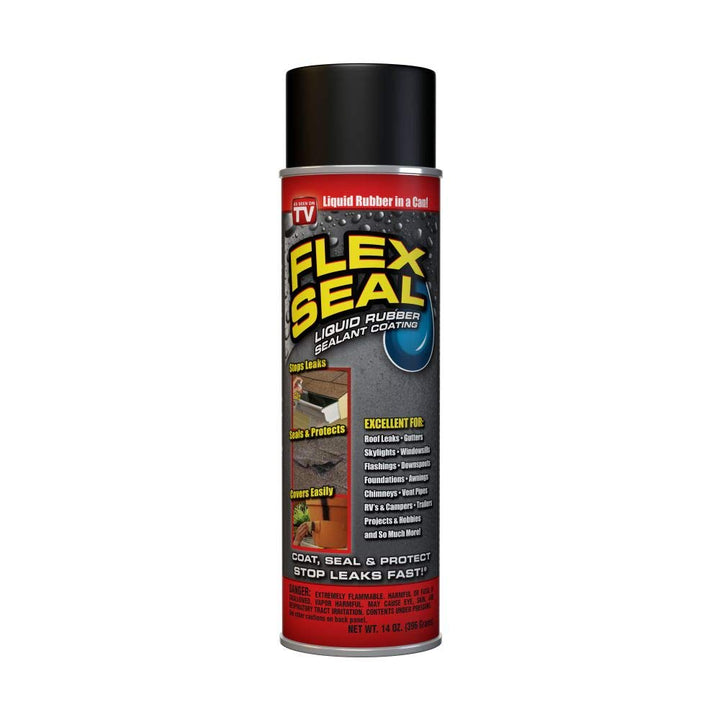 , 14 oz, Black, Stop Leaks Instantly, Waterproof Rubber Spray On Sealant Coating, Perfect for Gutters, Wood, RV, Campers, Roof Repair, Skylights, Windows, and More