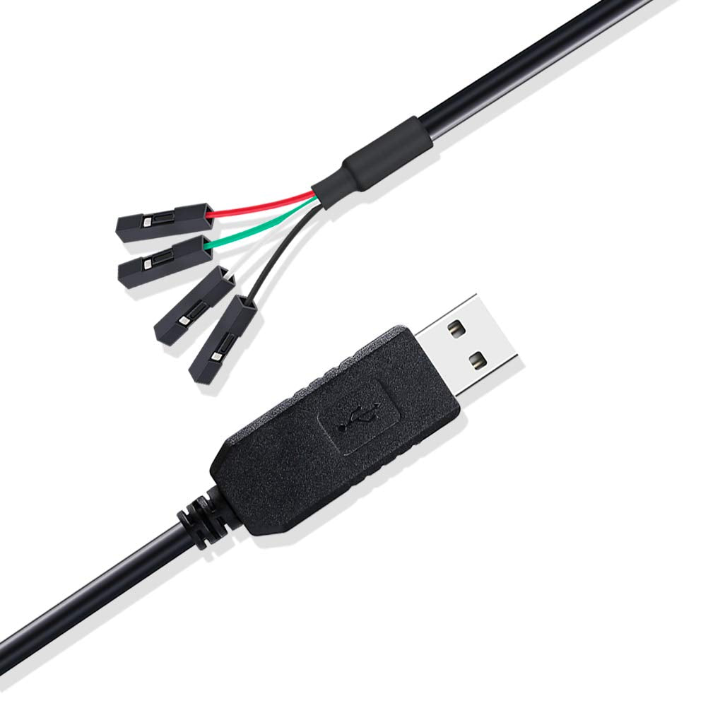 USB to TTL Serial 3.3V Adapter Cable TX RX Signal 4 Pin 0.1 inch Pitch Female Socket PL2303 Prolific Chip Windows 10 8 7 XP Vista (6ft, Black)