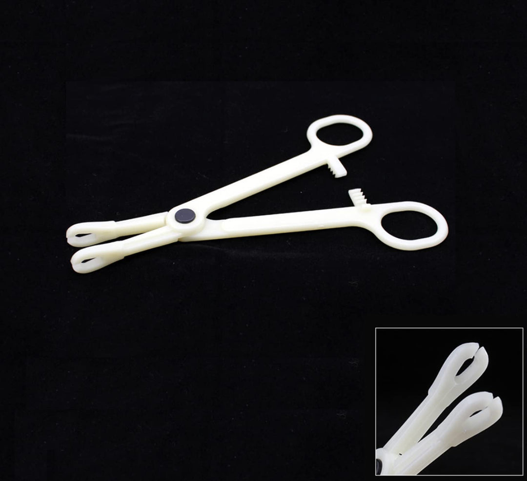 Menba Pack of 10 Disposable Sterile Slotted Navel Forceps For Tattoo Piercing Tool (B)