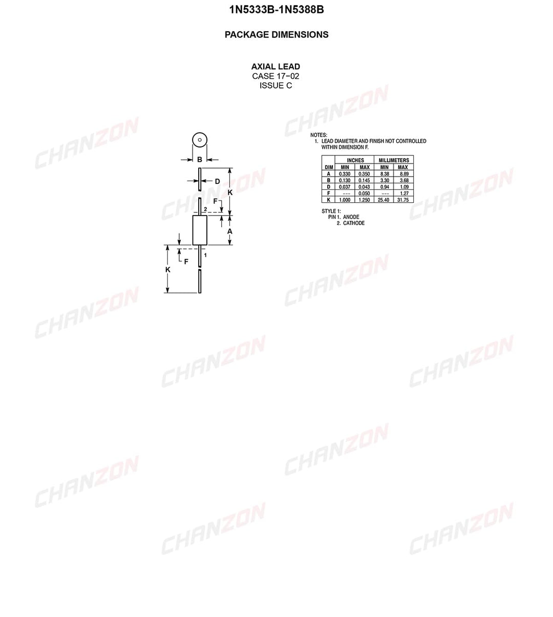 (Pack of 20 Pcs) Chanzon 1N5349B 5W 12V Zener Diode 1N5349 12V T-18 (CASE17-02) Axial Power Diodes