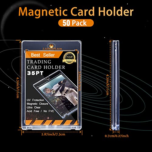 50 Pieces Magnetic Card Holders for Trading Cards, 35 P