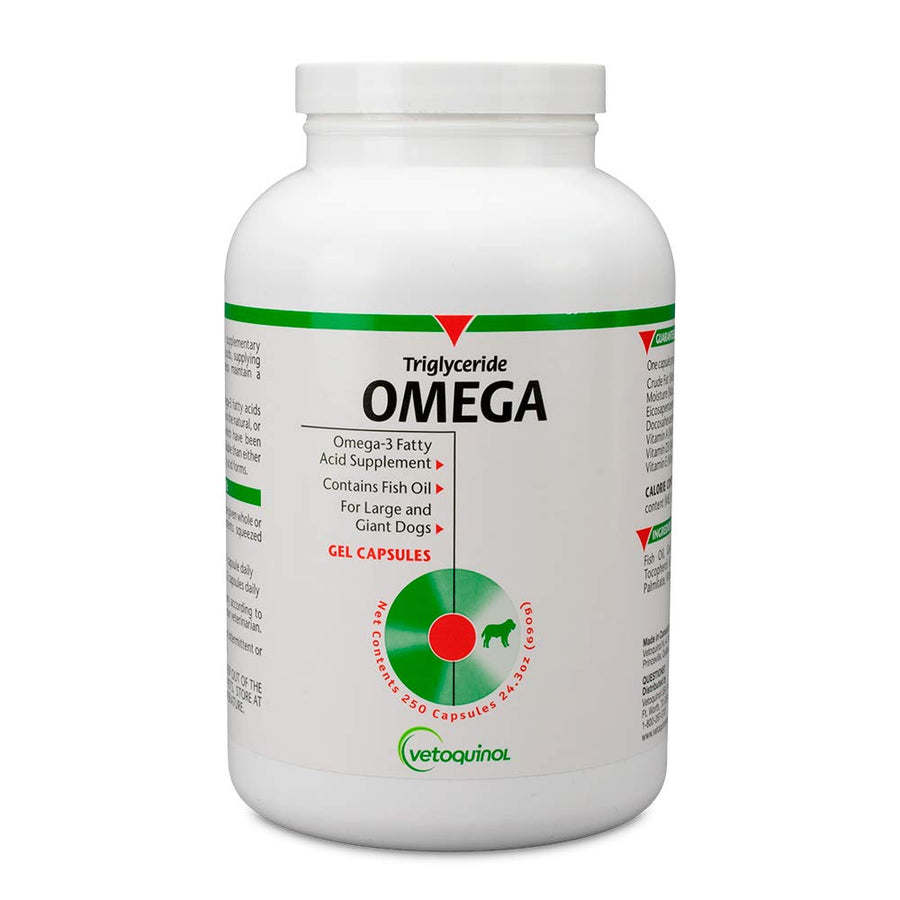 Triglyceride Omega 3 Supplement for Large Dogs, Dog Fish Oil Supplement with EPA and DHA, Promotes Skin, Coat, Joint, and Immune Health, Omega 3 Fish Oil for Dogs 60lbs or More, 250ct