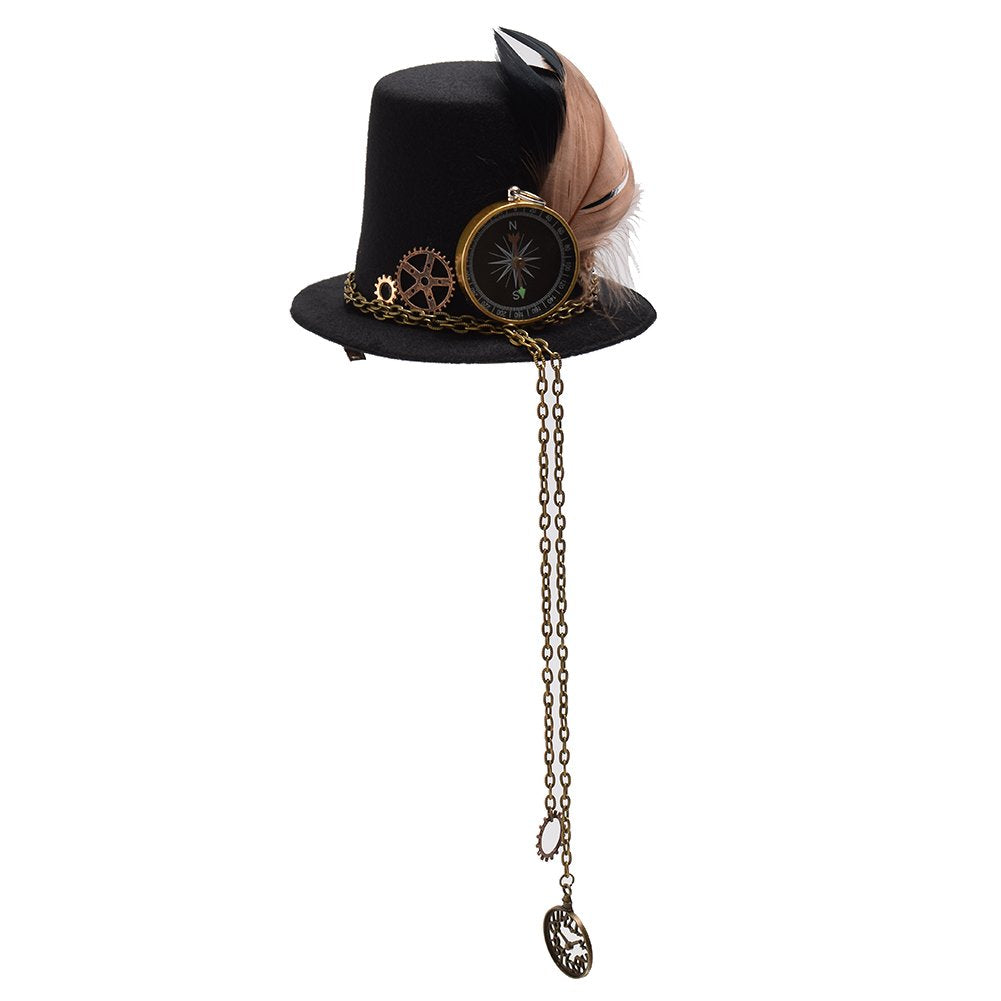 Victorian Punk Mini Bowler Hat Hair Clip Party Hat Dancing Cocktail Head Clip