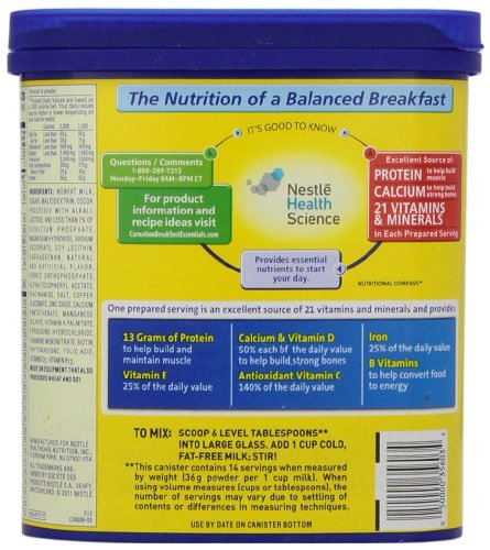 Carnation Breakfast Essentials Powder Drink Mix, Rich Milk Chocolate, 17.7 Ounce Jar (Packaging May Vary)