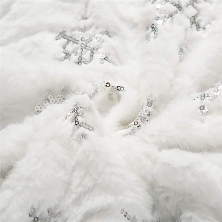 Christmas Sequin Tree Skirt 36in,White Soft Thick with 