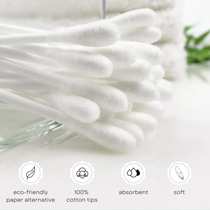Premium Take Along Cotton Swabs, White Paper Sticks, 50-Count (Pack of 6)