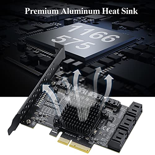 PCIe SATA Controller Card 10 Port with 10 SATA Cables and Low Profile Bracket - 6Gbps SATA 3.0 PCIe Card,Support 10 Port SATA 3.0 Devices