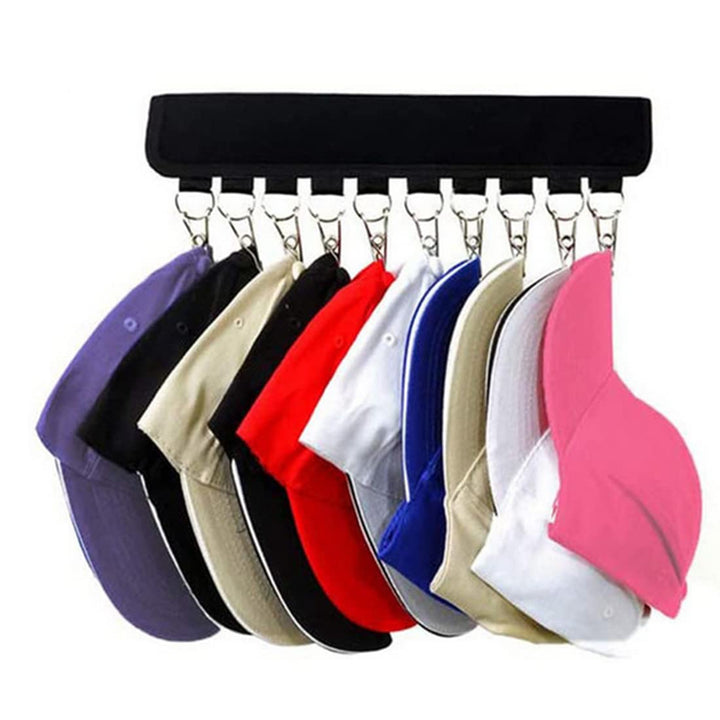 2 Pack Hat Holder Organizer -Hat Hanger- Hat Hangers for Closet, 20 Baseball Cap Holder Clips to Cap Organizer Hanger for Hat Rack Holder for Closet Storage (Black)