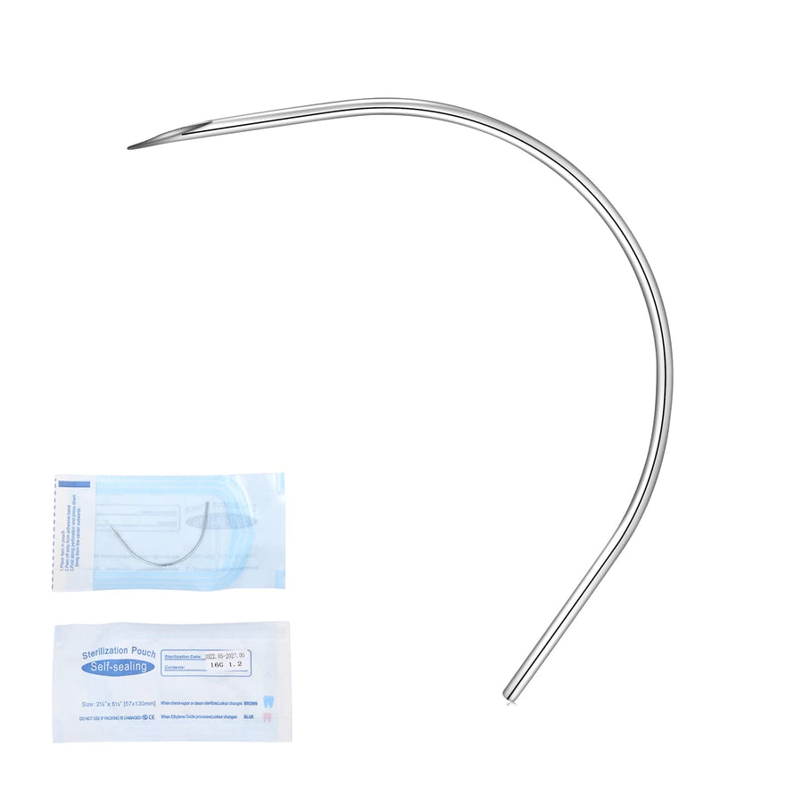 20PCS 16G Curved Piercing Needles,Stainless Steel Disposable Precision Sterilized Curved Piercing Needle for Ear Tragus Helix Nose Belly Eyebrow Labret Piercing