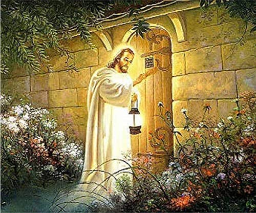 5D DIY Jesus Lamp Diamond Painting Set, Full Drill Religious Art Craft Kit for Adults (16X12 inches)