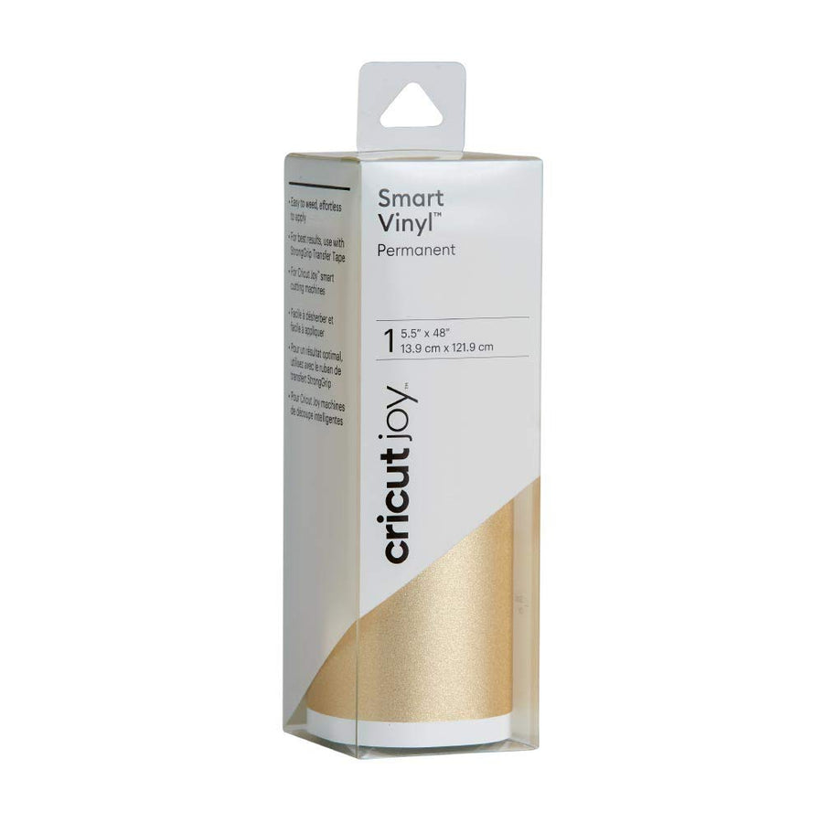 Smart Permanent Vinyl (5.5in x 48in, Shimmer Gold) for Joy machine - matless cutting for shapes up to 4ft, & repeated cuts up to 20ft