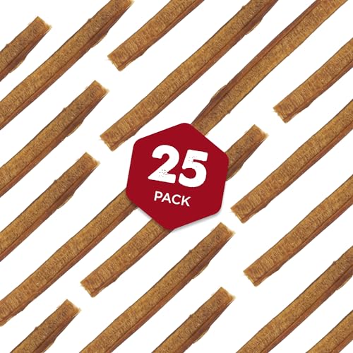 6 Inch All-Natural Bully Sticks for Dogs - 6” Easily Digestible, 100% Grass-Fed Beef, Grain and Rawhide Free | 25 Pack
