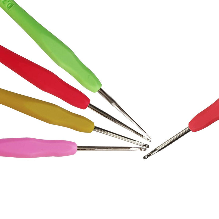 Steel Crochet Hook Set 10pcs Crochet Needle Lace Hook Tool Set with Soft Handle in 10 Sizes for Crafts Lace Crochet