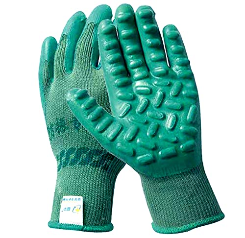 Large Anti-Vibration Rubber Latex Utility Gloves, Wear-Resistant, Non-Slip, Protective for Handheld Tools and Machinery