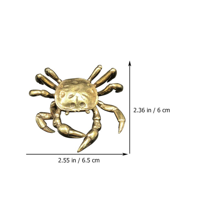 Brass Crab Figurine Gold Crab Teapot Ornament Vintage Animal Miniature Model Feng Shui Good Luck Table Display Model for Home Office