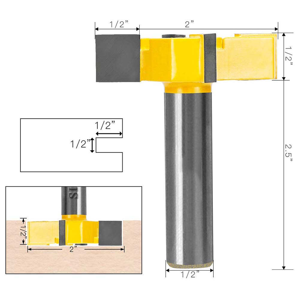 JNDJNFV Spoilboard Surfacing Router Bit, 1/2 Inch Shank Carbide Tipped Surface Planing Bottom Cleaning Cutter Slab Flattening Router Bit It Wood Milling Cutter Planer Woodworking Tool