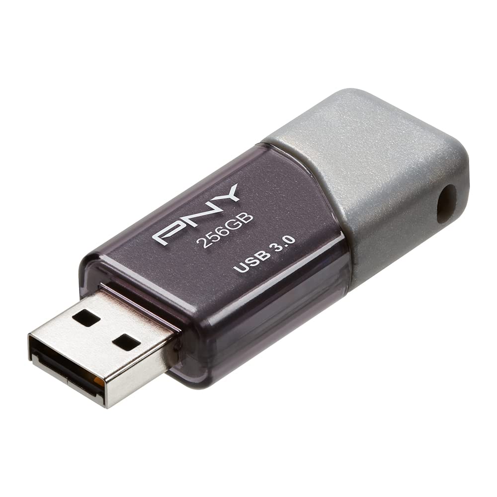 PNY 256GB Turbo Attache 3 USB 3.0 Flash Drive,Grey (Pac