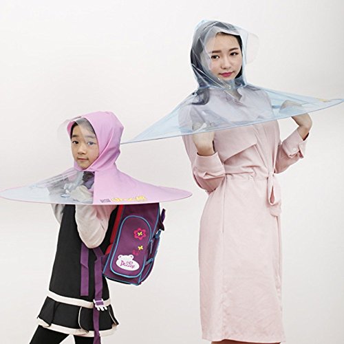 Healthy &amp; Happy Head wear Hand Free Foldable Raincoat Umbrella for Fishing Hiking and School (X-Large) Blue