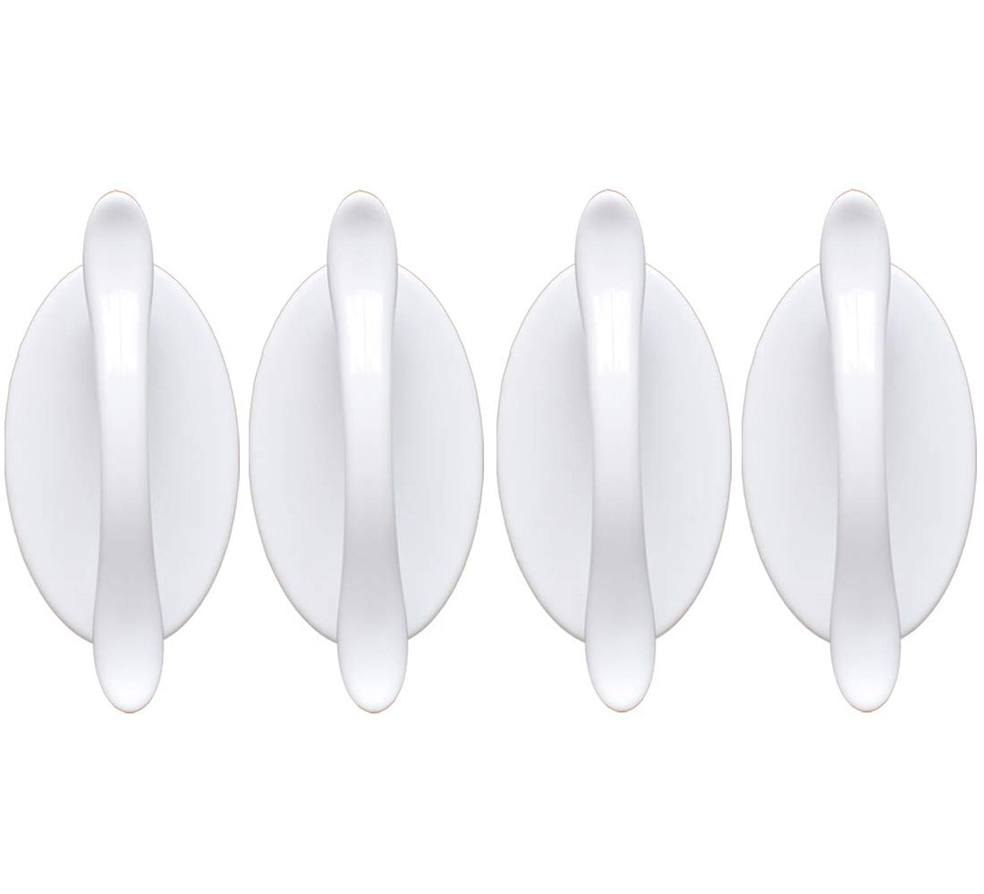 4 pcs White Self-Adhesive Handles for Sliding Door, Peel and Stick Cabinet Handles Without Drill, Stick on Knobs for Bathroom Mirror Doors