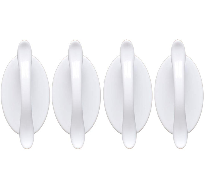 4 pcs White Self-Adhesive Handles for Sliding Door, Peel and Stick Cabinet Handles Without Drill, Stick on Knobs for Bathroom Mirror Doors