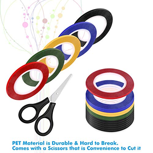 cridoz 15 Rolls 1/8 Whiteboard Tape Pinstripe Tape Dry Erase Board Thin Tape Lines Pinstriping Graphic Chart Line Grid Marking Tape, 108 Feet Per Roll