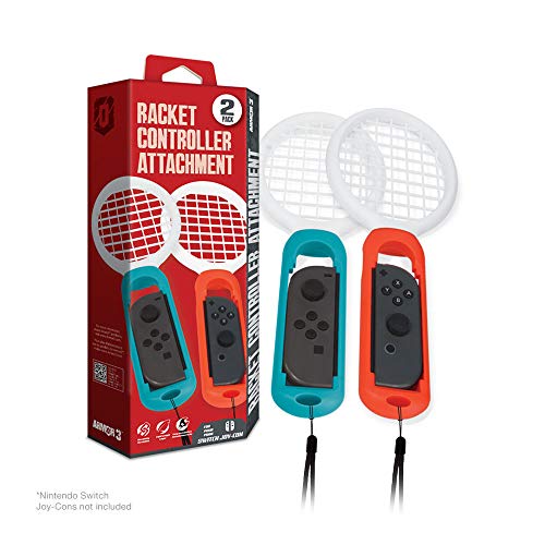 Armor3 Racket Controller Attachment for Switch Joy-Con (Blue/ Red) (2-Pack)
