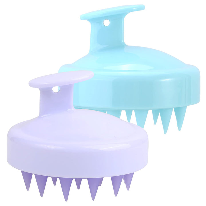 2pcs Silicone Shampoo Brush Scalp Exfoliator Brush for Scalp Scrubber Dandruff Remove, White Green
