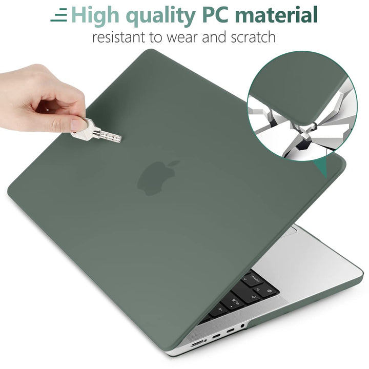 for M4 MacBook Pro 14 inch Case 2024 2023 2021 A3112/A3401/A3185/A2918/A2992/A2779/A2442 M3 M2 M1 Pro/Max,Laptop Shell with Keyboard Cover &amp; Screen Protector&amp;Webcam Cover,Matte Midnight Green