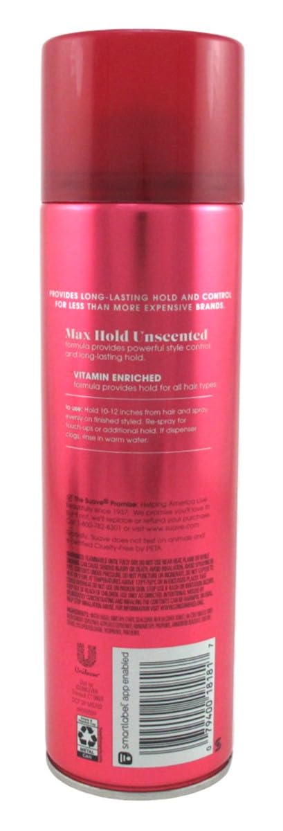 Suave Max Hold Hairspray, Unscented, 11 Oz