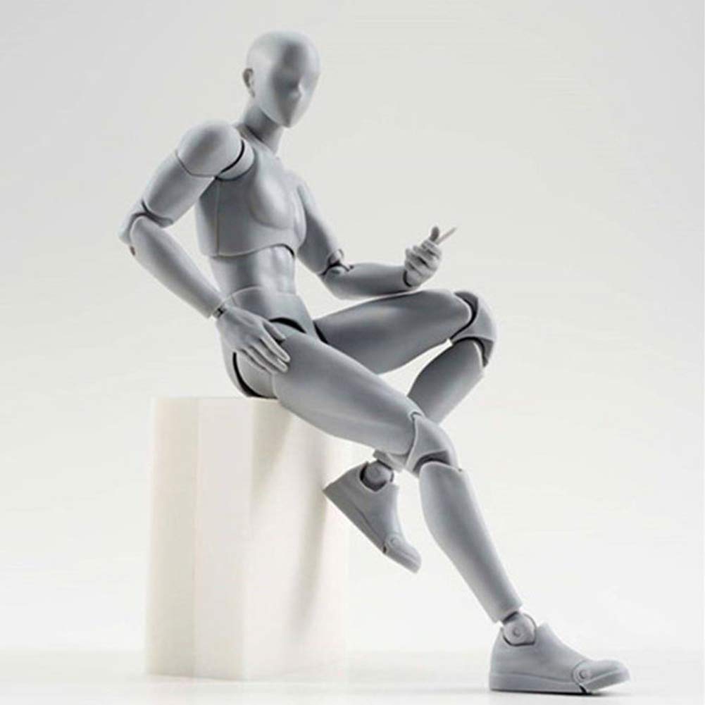 Figure Model PVC Action Figure Drawing Models Figure Artist Draw Painting Model Mannequin Jointed Doll, Drawing Mannequin Figure Models for Artists (Grey Male)