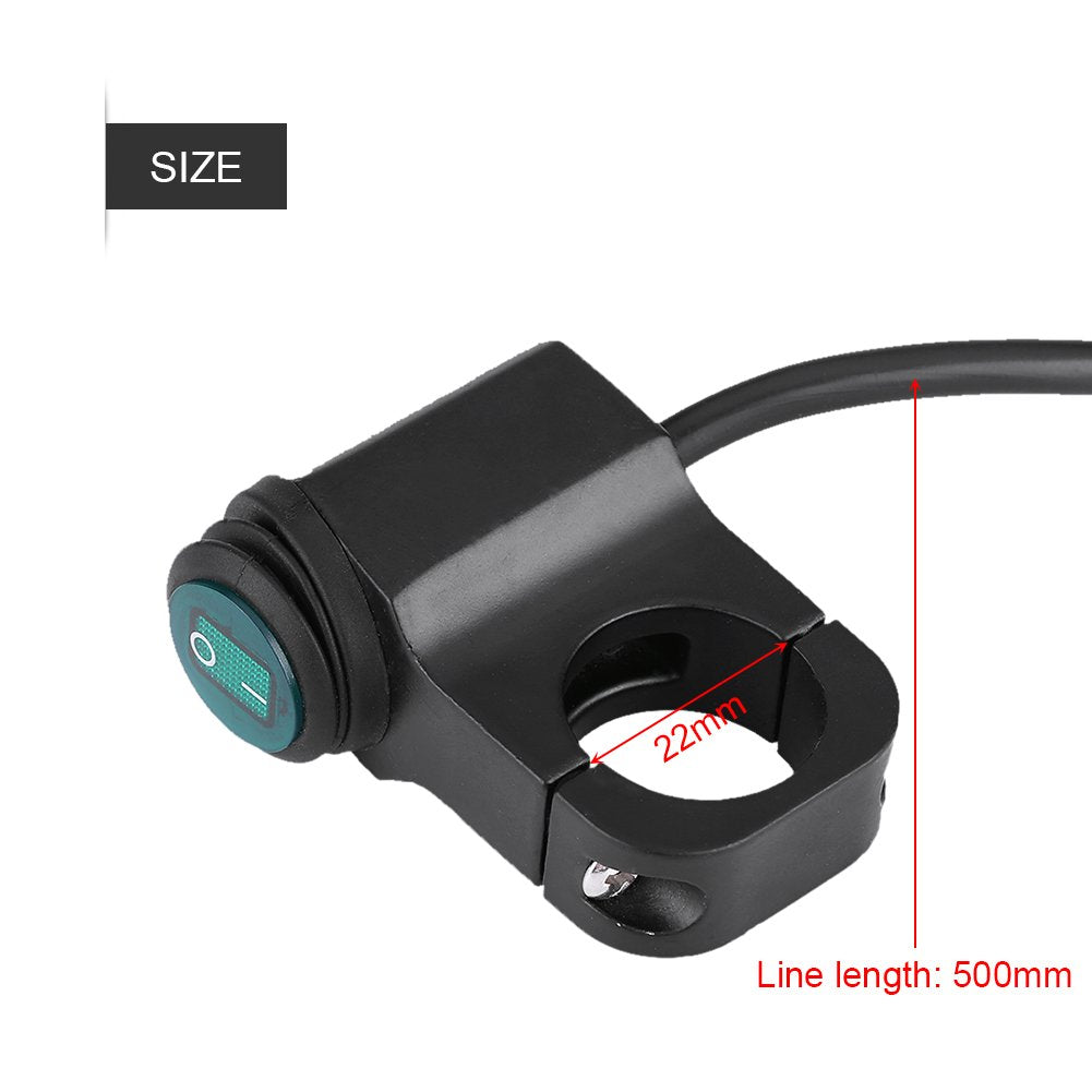 Motorcycle Handlebar Switch, 12V Aluminium Alloy Push Botton Waterproof Switches for Motorcycle Light Bike Light Spotlight- Fits 7/8 Handlebars (22mm)