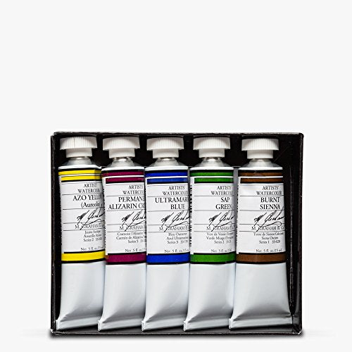 M. Graham &amp; Co. 33-Set 1/2-Ounce Tube Watercolor Paint Basic 5-Color Set
