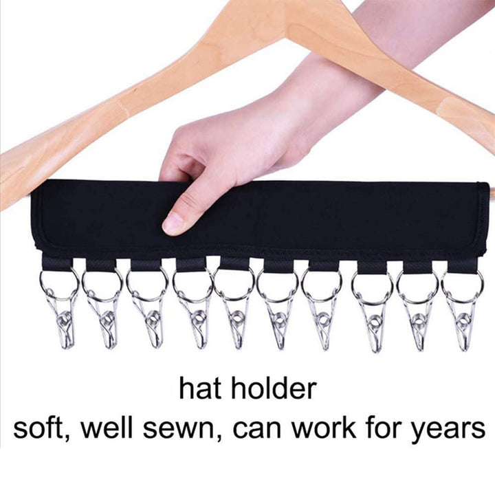 2 Pack Hat Holder Organizer -Hat Hanger- Hat Hangers for Closet, 20 Baseball Cap Holder Clips to Cap Organizer Hanger for Hat Rack Holder for Closet Storage (Black)