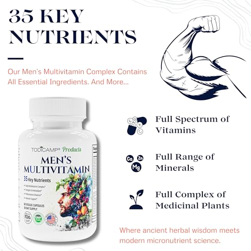Men&#39;s Multivitamin &amp; Mineral Complex with Plant-Based Extracts - Multivitamin for Men Improves Overall Health, Antioxidant &amp; Natural Body Support - 60 Capsules - 30 Day Supply