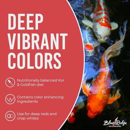 Blue Ridge Koi Fish Food 5lb - Koi Food 3/16” Large Growth Formula, Goldfish Food, Premium Fish Food for Ponds, Ponds Fish Food, Koi Food Fall and Winter Fish Food, Floating Pond Pellets