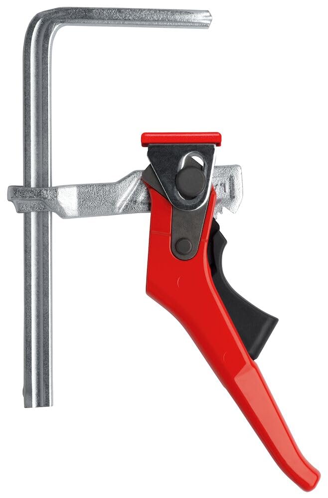 BESSEY GTR16S6H All Steel Ratcheting Table Clamp with 6 5/16 Capacity x 2 5/16 Throat Depth &amp; 540 lb Clamping Force, Red/Silver