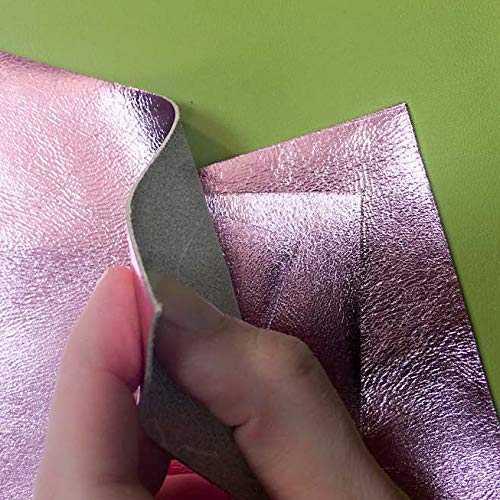 Real Rose Quartz Metallic Leather: Genuine Shiny Leather Material for Sewing, Crafting and Jewelry Making (Rose Quartz, 10x10In/ 25x25cm)