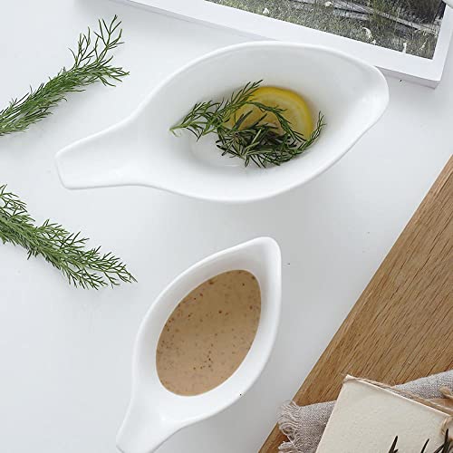 2pcs Bird-Shaped Pure White Porcelain Easy Pour Gravy Sauce Boat Creamer Pitcher. 5 Oz